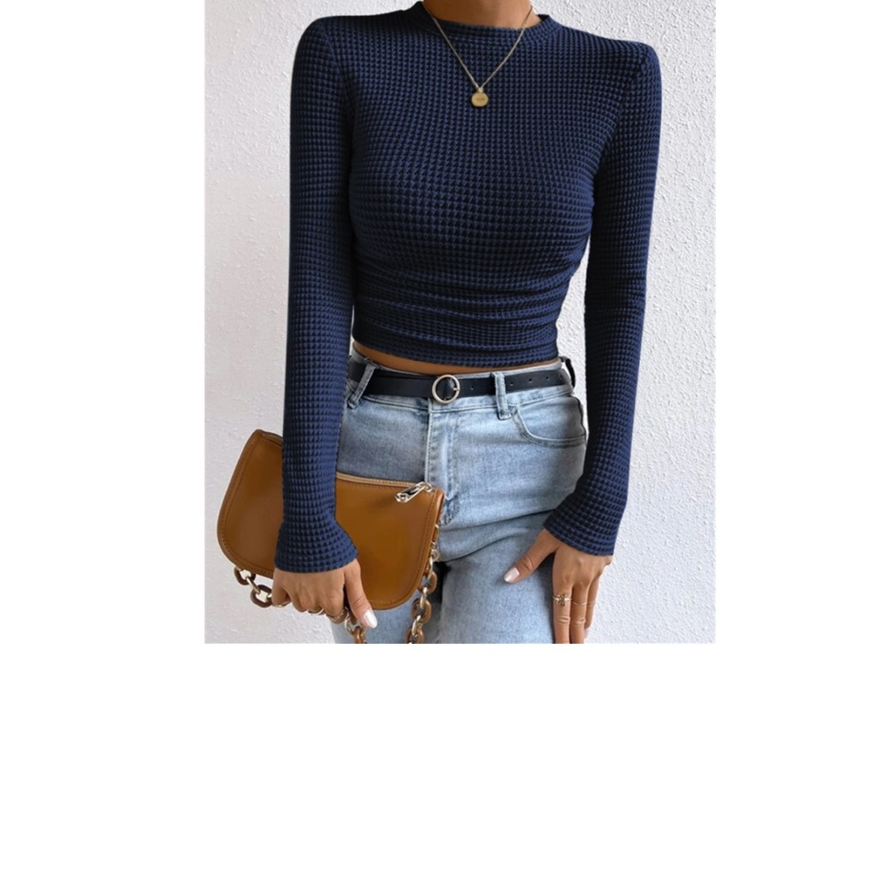 Navy Blue Long Sleeve Top